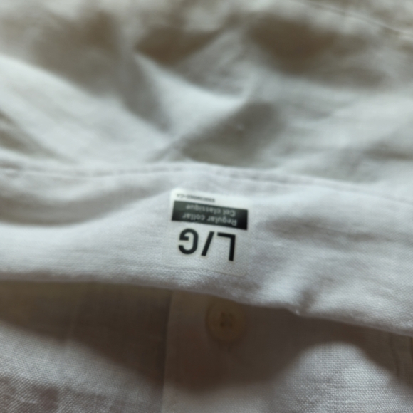 NTW UNIQLO MEN'S PREMIUM LINEN LONG SLEEVE SHIRT SIZE LARGE WHITE - Picture 6 of 6